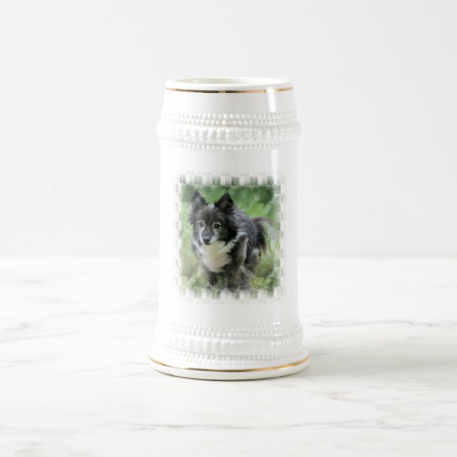 Sheltie Hundebild-Bier Stein Bierglas (Mittel)