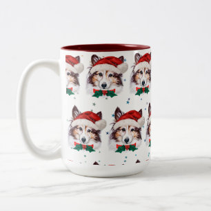 Sheltie-Hunderasse Weihnachtssterne Zweifarbige Tasse