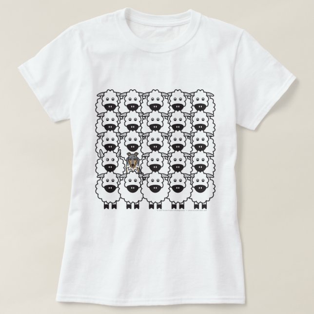 Sheltie in den Schafen T-Shirt (Design vorne)