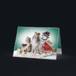 Sheltie, Jack Russell und Snowman-Weihnachtskarten Feiertagskarte<br><div class="desc">Die Shetlandinseln-Schäferhund,  Jack Russell und eisiges die Snowmanversammlung zusammen,  zum der perfekten Weihnachtskarte zu machen,  die Ihre Freunde genießen zu empfangen.</div>
