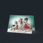 Sheltie, Jack Russell und Snowman-Weihnachtskarten Feiertagskarte<br><div class="desc">Die Shetlandinseln-Schäferhund,  Jack Russell und eisiges die Snowmanversammlung zusammen,  zum der perfekten Weihnachtskarte zu machen,  die Ihre Freunde genießen zu empfangen.</div>
