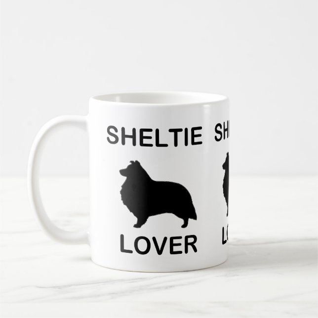 Sheltie Lover mit Silhouette Kaffeetasse (Links)