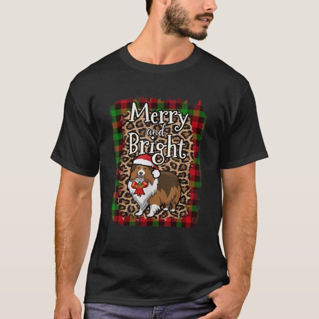 Sheltie Mama Fröhliche und helle Weihnachten Karie T-Shirt (Vorderseite)