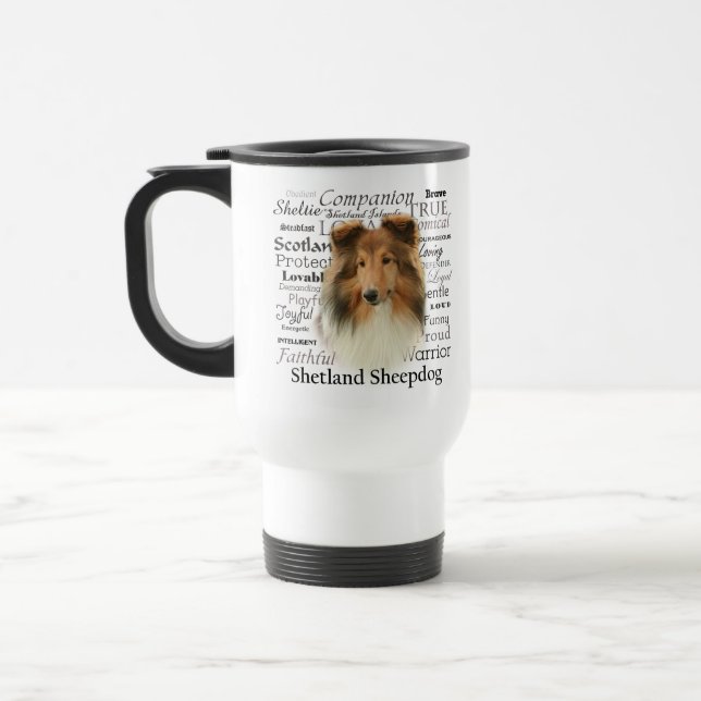 Sheltie Merkmal-Tasse Reisebecher (Links)
