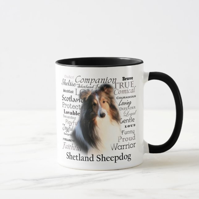 Sheltie Merkmal-Tasse Tasse (Rechts)
