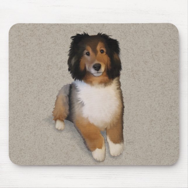 Sheltie Mix Hundportrait Mousepad (Vorne)