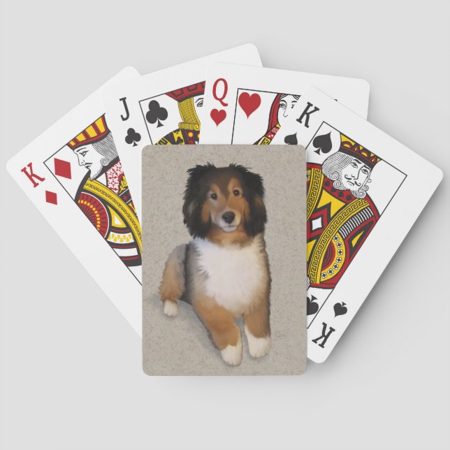 Sheltie Mix Hundportrait Spielkarten (Rückseite)
