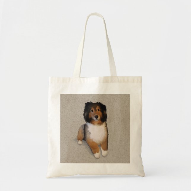 Sheltie Mix Hundportrait Tragetasche (Vorne)