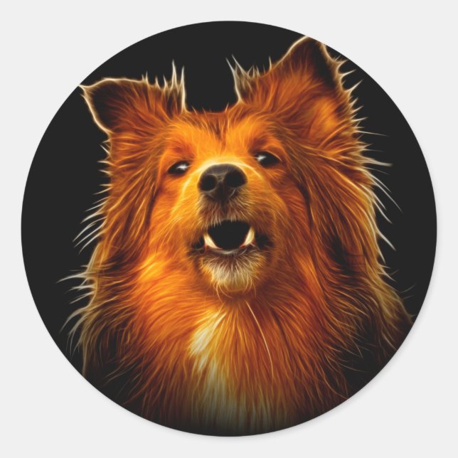 Sheltie Modern Dog Art Runder Aufkleber (Vorderseite)