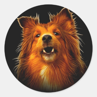 Sheltie Modern Dog Art Runder Aufkleber