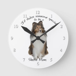 Sheltie Mom Clock Runde Wanduhr