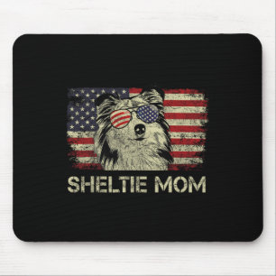 Sheltie Mutter Hundeliebhaber Amerikanische Flagge Mousepad