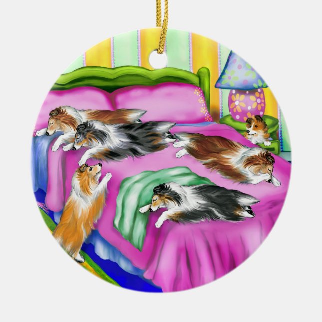 Sheltie Pink Comfort Keramikornament (Vorne)