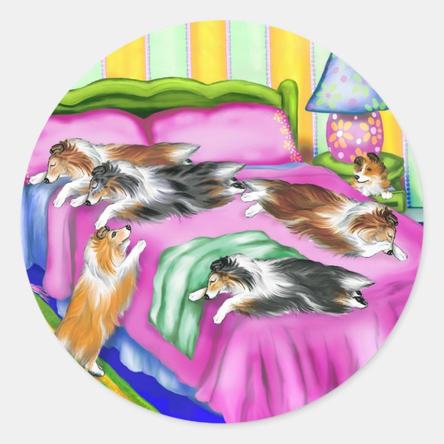 Sheltie Pink Comfort Runder Aufkleber (Vorderseite)