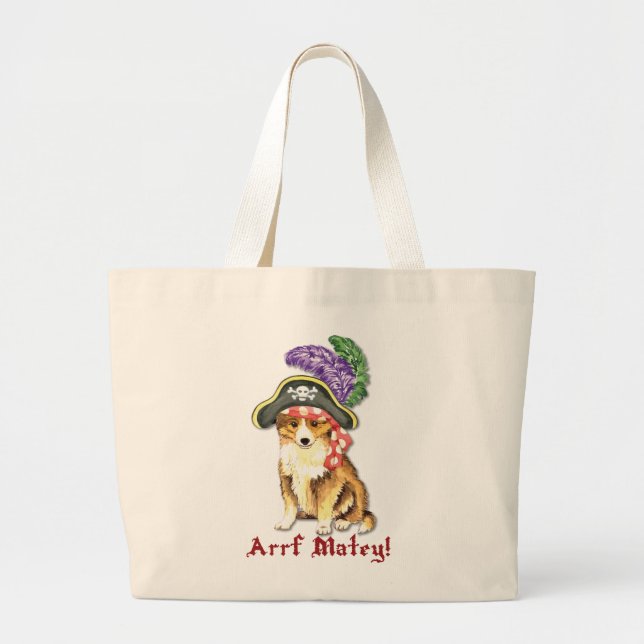 Sheltie Pirate Jumbo Stoffbeutel (Vorne)