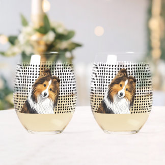 Sheltie -Sable Weinglas Ohne Stiel