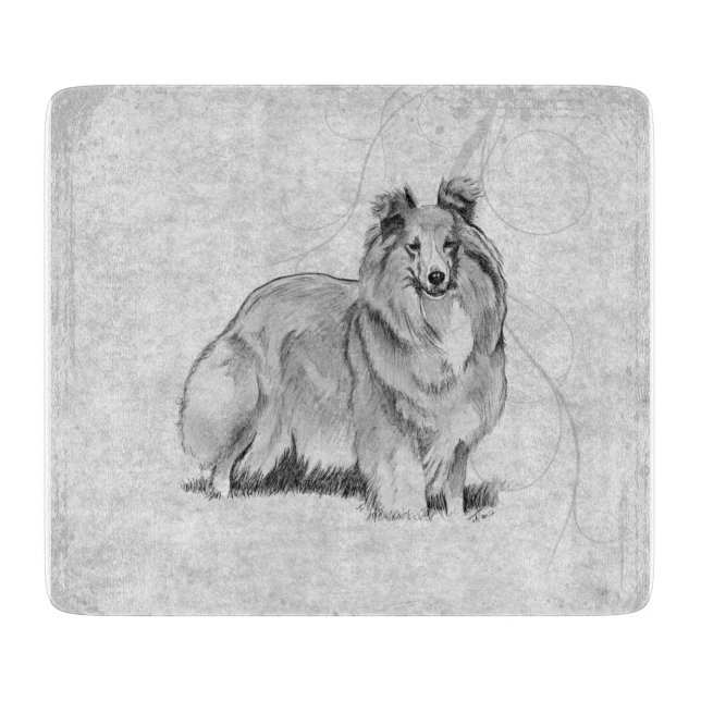 Sheltie Schneidebrett (Vorderseite)
