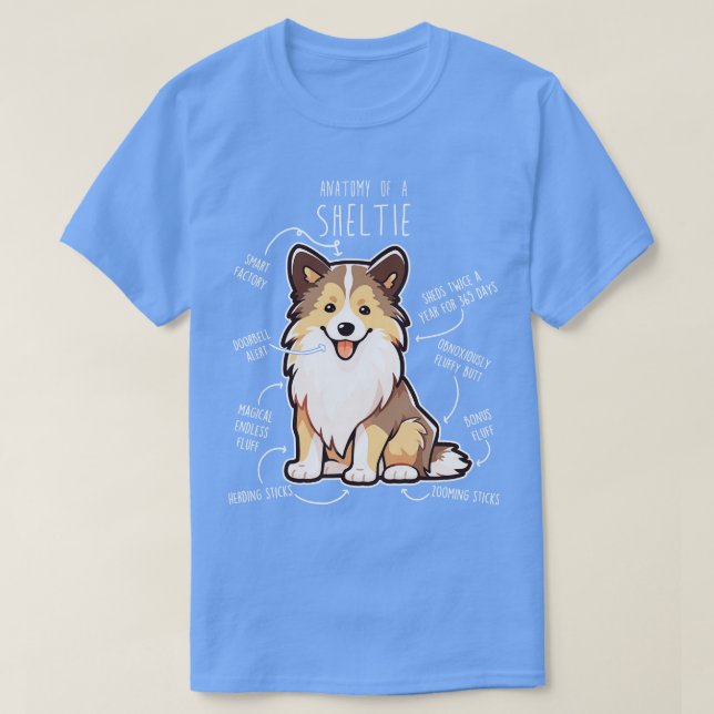 Sheltie Shetland Sheepdog Anatomie 4 T-Shirt (Design vorne)