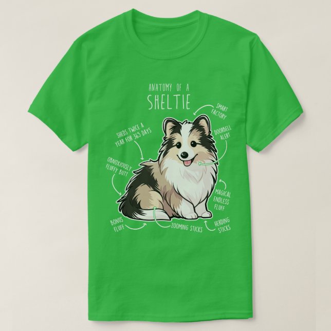 Sheltie Shetland Sheepdog Anatomie 5 T-Shirt (Design vorne)