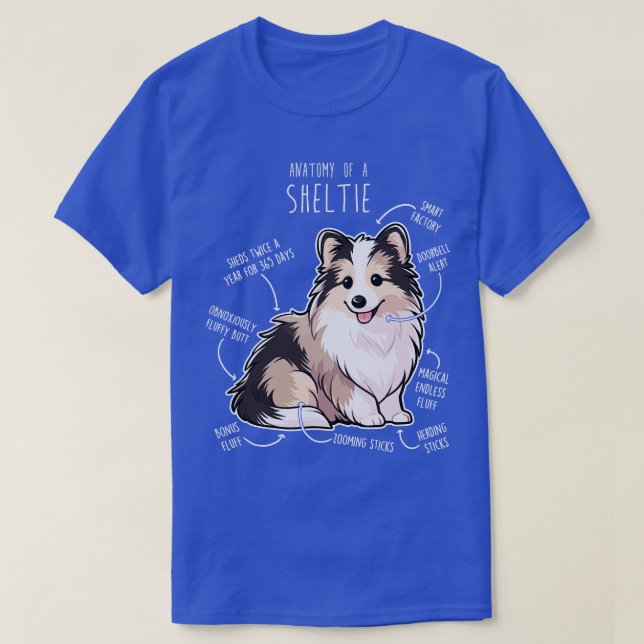 Sheltie Shetland Sheepdog Anatomie 5 T-Shirt (Design vorne)