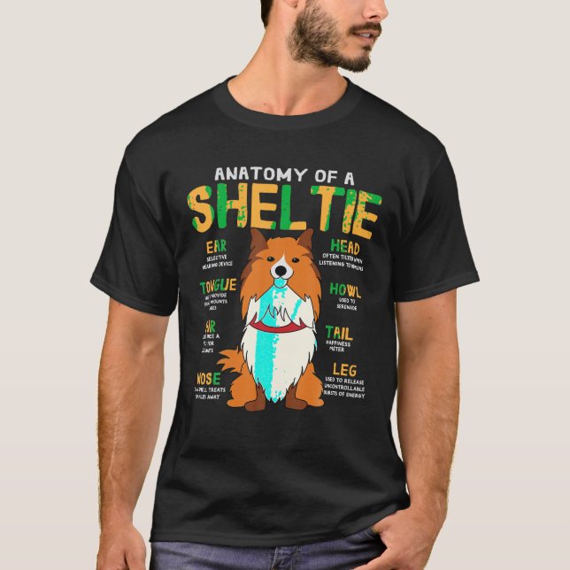 Sheltie Shetland Sheepdog Anatomie Funny Dog Mama  T-Shirt (Vorderseite)