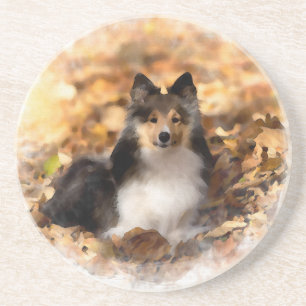 Sheltie Shetland Sheepdog Art Malerei Getränkeuntersetzer