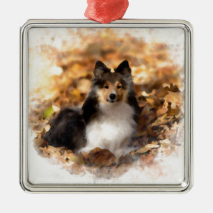Sheltie Shetland Sheepdog Art Malerei Ornament Aus Metall