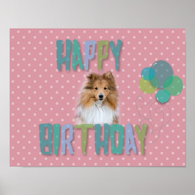 Sheltie Shetland sheepdog Happy Birthday Poster (Vorne)