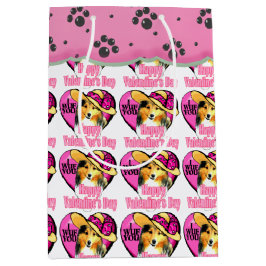 Sheltie Shetland Sheepdog Valentinstag Mittlere Geschenktüte