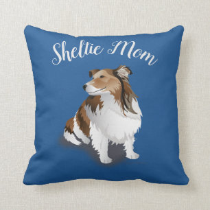 Sheltie Sitzen Hübsch blau Kissen
