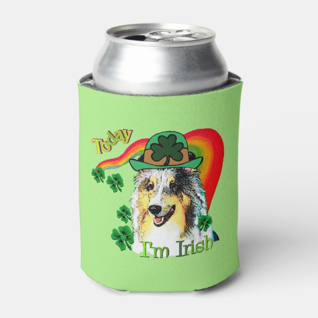 Sheltie St Patricks Day Dosenkühler (Kanne Vorderseite)