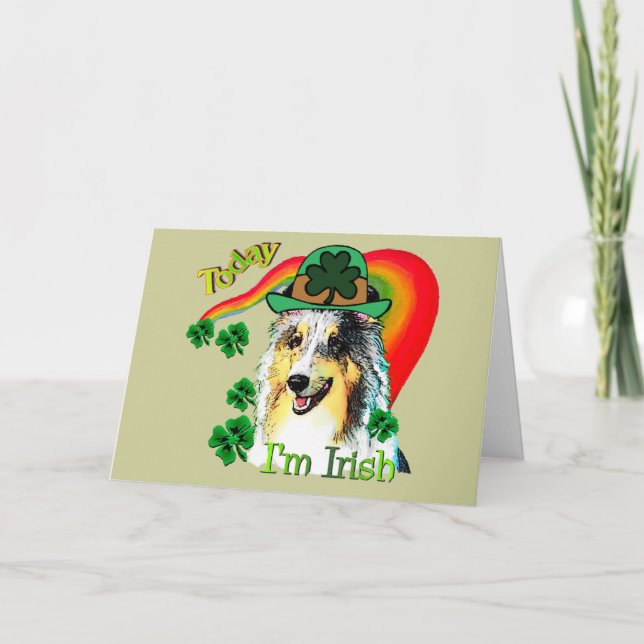 Sheltie St. Patricks Day Karte (Vorderseite)