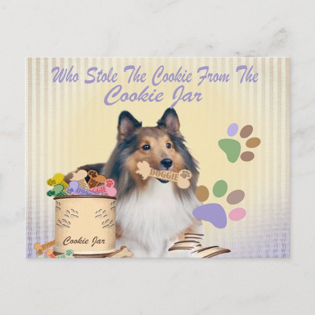 Sheltie stahl das Cookie von Cookie JAR Cards Postkarte (Vorderseite)