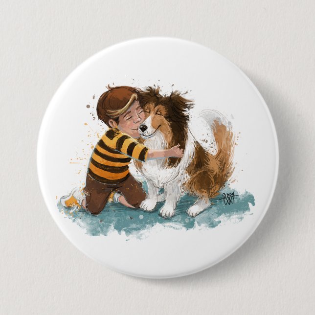 Sheltie und Boy Hug Button (Vorderseite)