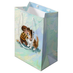 Sheltie und Boy Hug Mittlere Geschenktüte