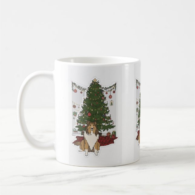 Sheltie und Weihnachtsbaum Kaffeetasse (Links)