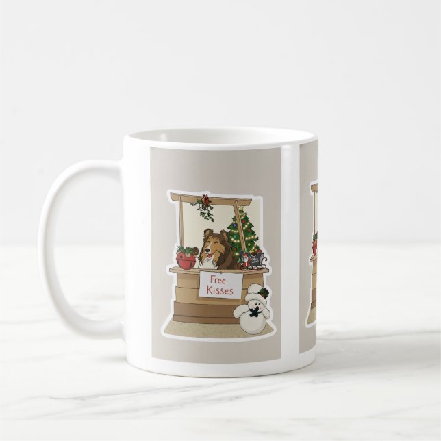 Sheltie unter dem Mistelzweig Kaffeetasse (Links)