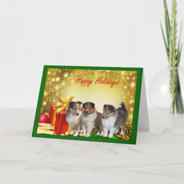 Sheltie Weihnachtskarten-Geschenke Feiertagskarte (Vorderseite)