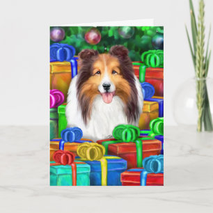 Sheltie Weihnachtsoffener Geschenk-Zobel Feiertagskarte