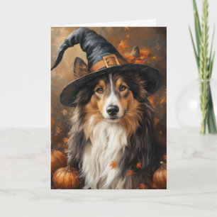 Sheltie Witch Halloween Feiertagskarte