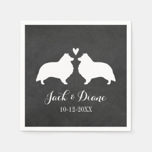 Shelties Hochzeitspaar mit individuellem Text Serviette