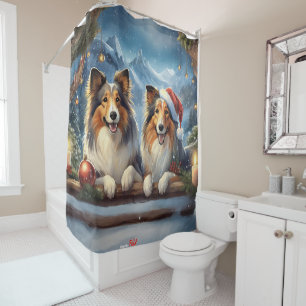 Shelties Holidays Design by Rich AMeN Gill Duschvorhang