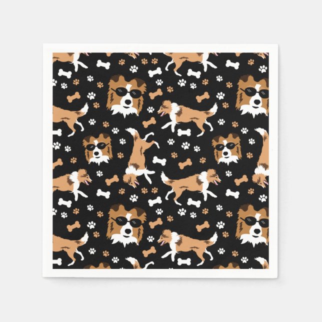 Shelties Shetland Sheepdog Collie Dog Pattern Napk Serviette (Vorderseite)