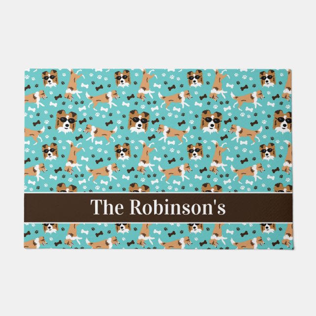 Shelties Shetland Sheepdog Dog Collie Personalisie Fußmatte (Vorderseite)