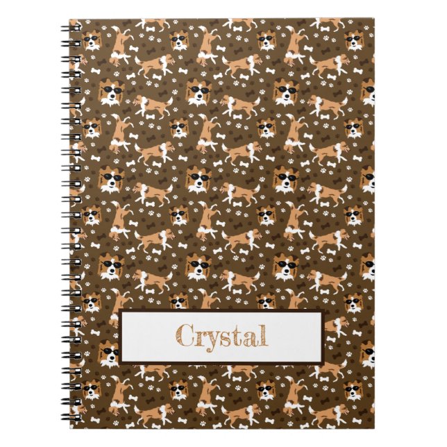 Shelties Shetland Sheepdog Muster Brown Notebook Notizblock (Vorderseite)