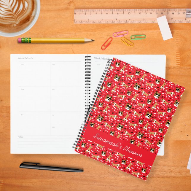 Shelties Shetland Sheepdog Pattern Red Planer (Shelties Shetland sheepdog planner in red)