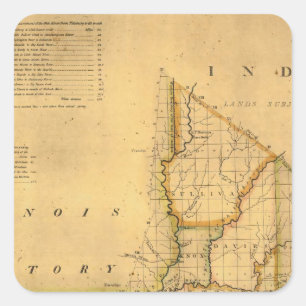 Shelton und Kensetts Karte des Staat von Indiana Quadratischer Aufkleber