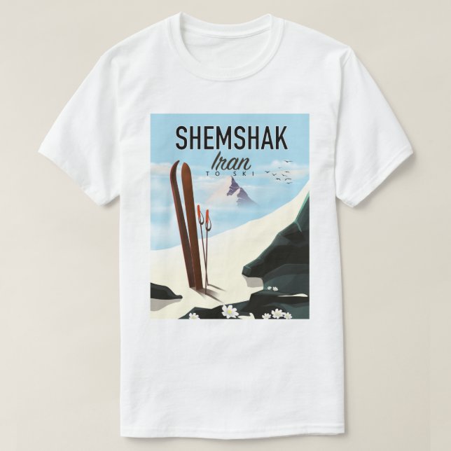 Shemshak Iran Ski Poster. T-Shirt (Design vorne)