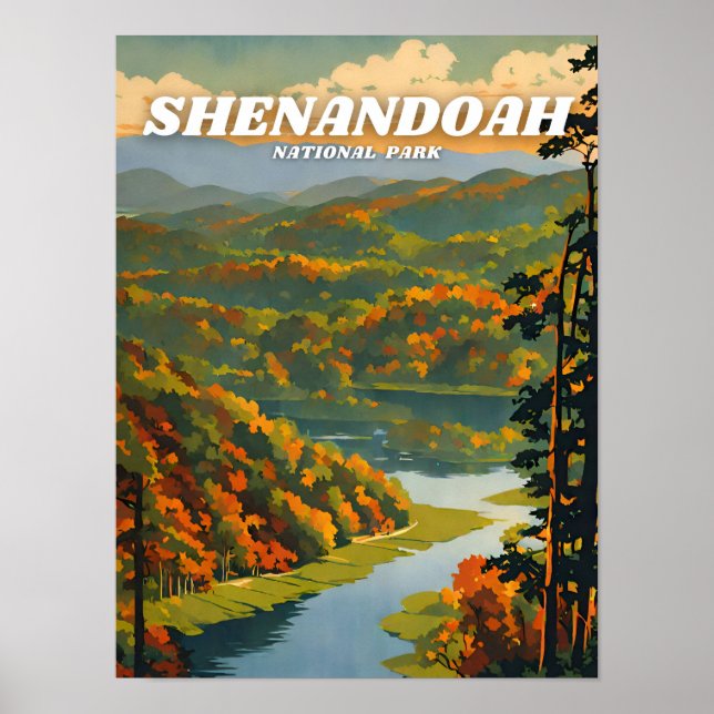 Shenandoah National Park Illustration Retro Classi Poster (Vorne)