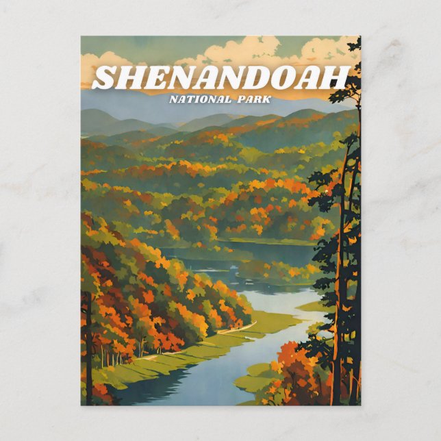 Shenandoah National Park Illustration Retro Classi Postkarte (Vorderseite)